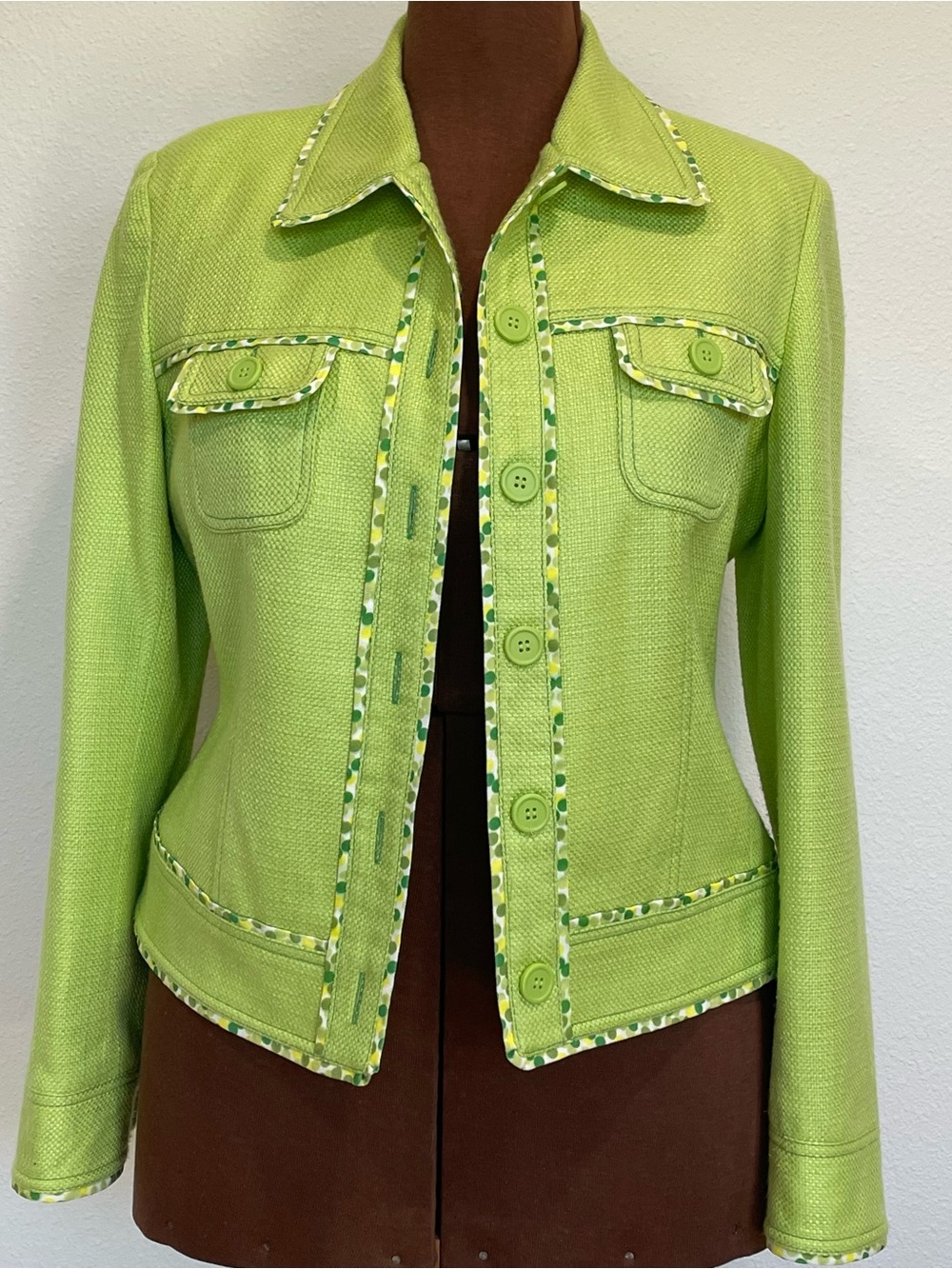 Women's Lime Green Tailored Button-Front Jacket